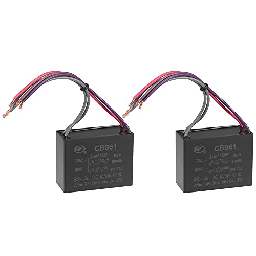 uxcell Ceiling Fan Capacitor CBB61 4.5/6/5uF 350V AC 5 Wires Metallized Polypropylene Film Capacitor 58x44x26mm for Electric Fan Pump Motor Generator 2Pcs: Industrial & Scientific