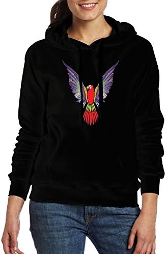 Womens Red Parrot Music Coats With Cap Kangaroo Pocket Portable Stylish