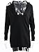 Simplee Apparel Women's Cold Shoulder V Neck Side Slit Pullover Sweater Jumper, One Size, Black