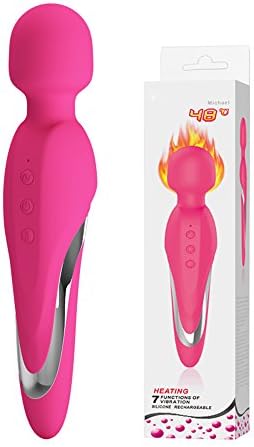Saprex Auto Heating Portable Mini Wireless 7 Frequency Wand Massager for Relieves Stress Waterproof Rechargeable Body Back Sport Massage Travel Magic Personal Quiet Powerful #Peach