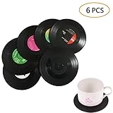 Record Coasters Cup Mat,6 Pieces Retro Vinyl Record