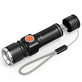 KUNSTWORKER Mini USB Rechargeable LED Flashlight, Zoomable LED Handheld Flashlights with 3 Mode , Tactical Flashlight with 2000mAH recharger Battery