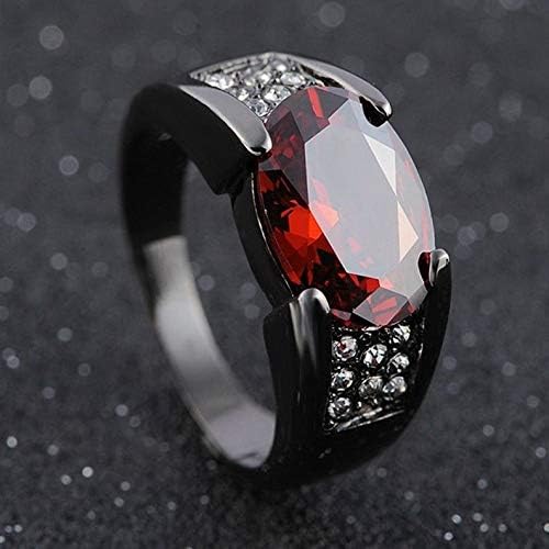 Wausa Vintage Red Garnet Ruby Stainless Black Gold Fil Mans Rings Fashion Jewelry | Model RNG - 9949 | 10
