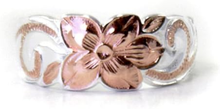 Hawaiian Sterling Silver With Flashed Rose Gold Scroll Toe Ring