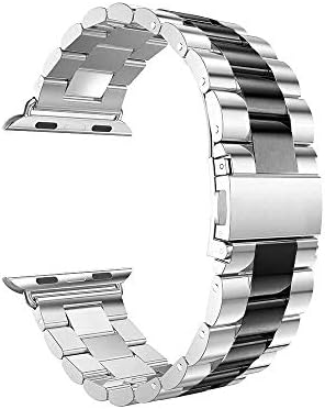 Sport Band for Apple Watch Series 4 44mm, Accessories Color Stone Stainless Steel Replacement Strap Bracelet Watch Band For Apple Watch Series 4 44mm (44mm, Black) Large Small for Women Men