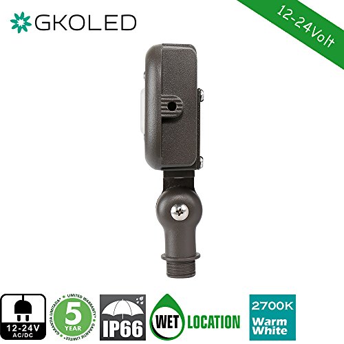 GKOLED 7W Outdoor LED Low Voltage Landscape Lighting Flood Light, 2700K, 550Lumen, 12-24VAC, 1/2" Adjustable Knuckle Mount