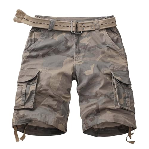 TRGPSG Men's Camo Multi-Pocket Relaxed Fit Casual Shorts, Outdoor Camouflage Twill Cargo Shorts 11" Inseam(No Belt) 6806 C34 Camo 34 at Amazon
