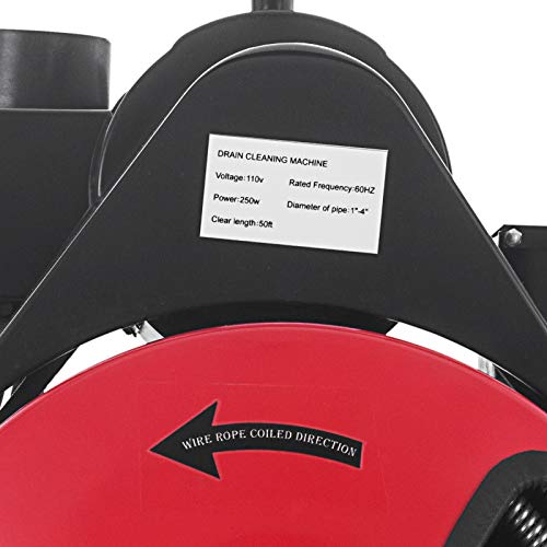 SHZOND Drain Cleaning Machine 1/2 Inch x 50 Ft Drain Cleaner Machine with 4 Cutter and Foot Switch Electric Drain Pipe Cleaner for 1 to 4 Inch Pipes (50 FT) - Thumbnail 4