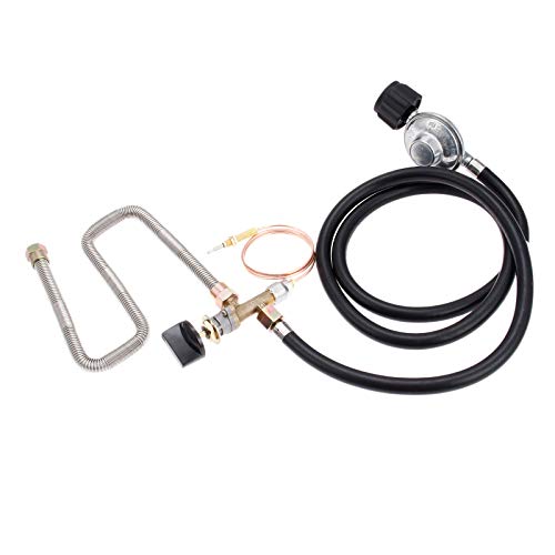 Aupoko Propane Gas Control Valve System Regulator Valve with Hose, Gas Safety Valve with Female Flare Thread 5/8-18UNF and 24" Whistle Free Flex Line, Fit for Gas Grill, Heater, Fire Pit, Fireplace