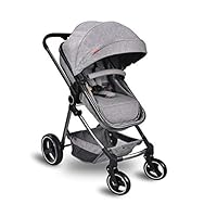 Cozylifeunion Baby Stroller, Convertible Bassinet Reclining Stroller, Foldable and Portable Pram Carriage Anti-Shock Pushchair with Aluminum Frame, 5-Point Harness and High Capacity Basket(Gray)