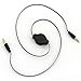WOVTE 2.5 Feet Auxiliary Retractable 3.5mm Male to Male Stereo Audio AUX Extension Cable Cord with Gold-Plated Connectors for iPhone Samsung MP3 Player Black Pack of 3