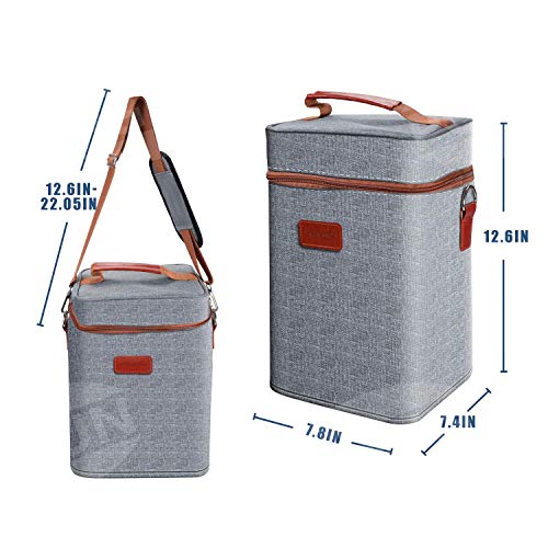 PGFUN 4 Bottle Wine Carrier Tote Bag,Insulated and Padded Portable Versatile Canvas Cooler Bags with Shoulder Strap for Travel,Picnic,Wine Tasting, Party(Gray)
