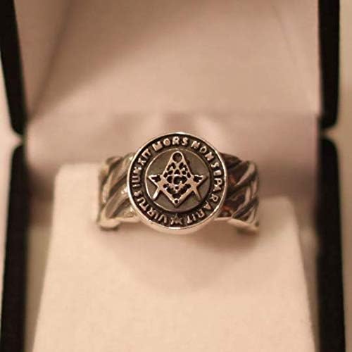 Handmade Compasses Square Ring Sterling Silver 925 Gold Virtus Junxit Mors Non Separabit