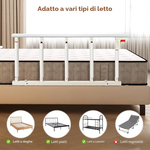 Brolteja Elderly Bed Rails, Barrier for Anti-Fall Barrier Bed Rails Protection for Disabled Adults, One Key Folds