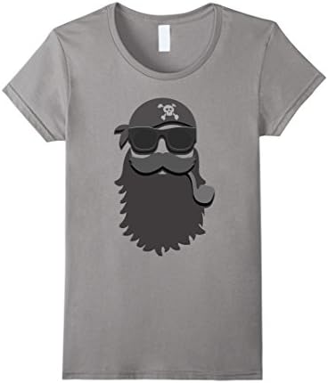 Women's Relaxed Pirate Sun Glasses Funny T-Shirt Bearded Men Gift Medium Slate