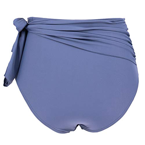 Almaree Women's Oversized Tie Front Two Piece Bikini One Shoulder Swimsuit Gray XL - Thumbnail 6