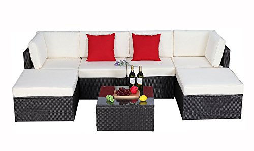 Do4U 3-12 Pieces Outdoor Rattan Sofa Wicker Sectional Patio Furniture set | Patio, Backyard, Poo ...