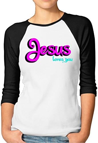 Alternative Women's Christian Jesus Loves You God Athletic Baseball Jersey Shirts