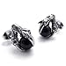 KONOV Vintage Stainless Steel Dragon Claw Mens Stud Earrings Set, 2pcs, Color Silver Black