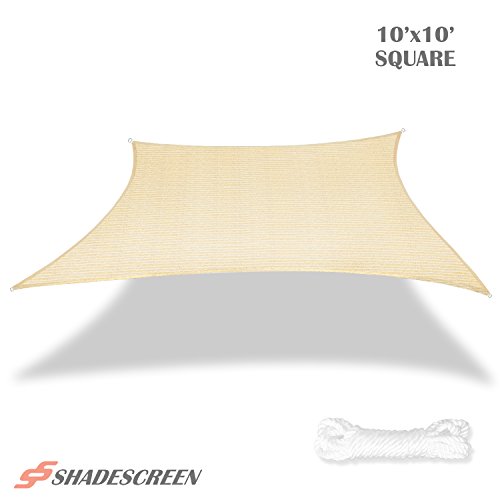 Shade Screen 10′ x 10′ Sun Shade Sail for Patio Backyard Deck UV Block Fabric – ...