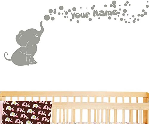 Elephant Bubbles Personalized Name Wall Decal