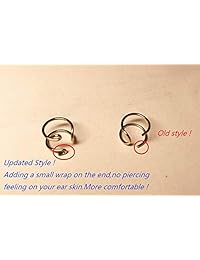 Orejeras de oro de 14 quilates, sin perforación, con doble oreja o cruz cruzada, 1 par de pendientes de cartílago falso.