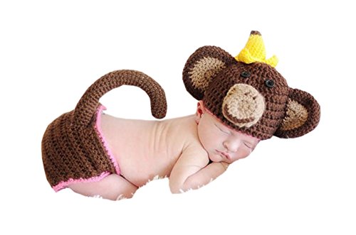 Pinbo® Newborn Baby Photo Prop Crochet Animal Monkey Banana Hat Diaper
