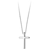 Alggkss Silver Small Cross Necklace for Women Dainty Shiny Simple Layered Pendant Chain, Everyday Jewelry, Christmas & Valentine’s Day Gift