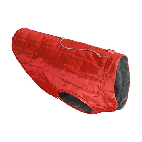 Kurgo Loft Dog Jacket, Dog Winter Coat, Water-Resistant, Reversible, Extra Small-Chili Red/Charcoal