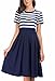 CARTERSTORY Women's Vintage Stripe Scoop Neck Short Sleeve Swing Dress