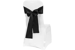 Obstal 10 PCS Satin Chair Sashes Bows for Wedding Reception- Universal Chair Cover Back Tie Supplies for Banquet, Party, Hotel Event Decorations