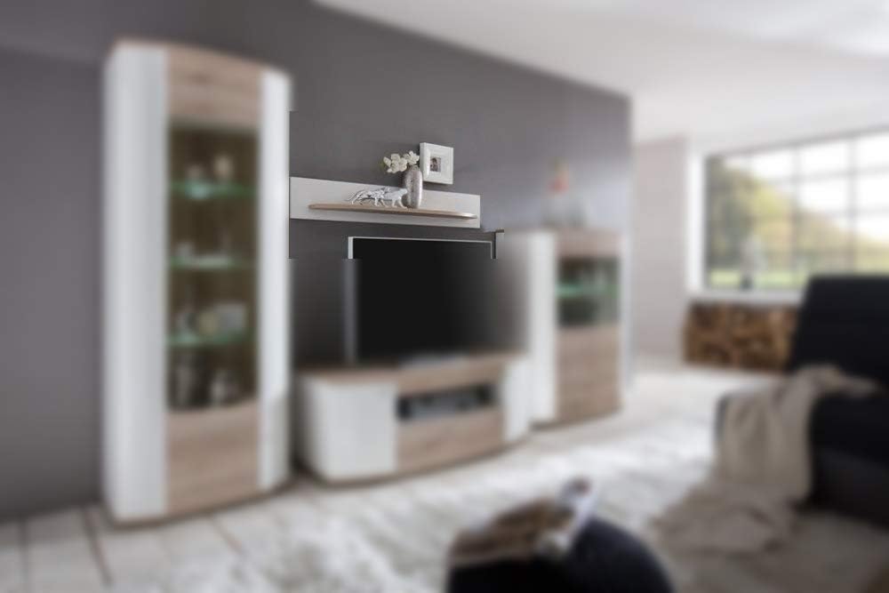 pmmarket Living Room High Gloss Storage Furniture Tall Unit Modern TV Unit Cabinet CURVE (Shelf)