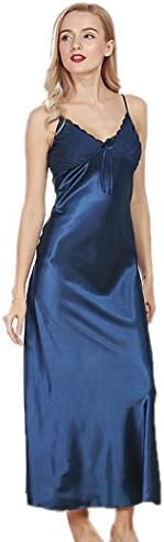 Dickin Womens Luxury Satin Nightgowns Lace Chemise Full Slip Nightie Gown Sleepwear Dress S-XXL