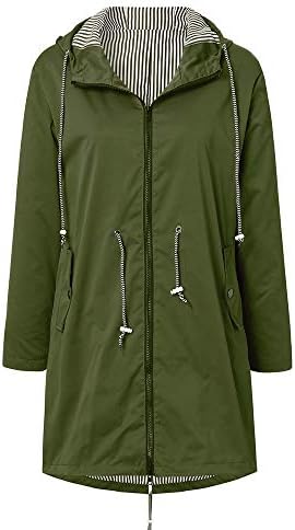 OUKA Women's Plus Size Fleece-Lined Windbreaker, Rain Jacket