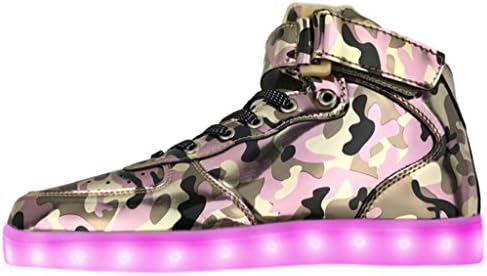 KGOING Unisex High Top Camouflage Led Light Up Shoes 11 Colors Flashing Sneakers Jungle Style