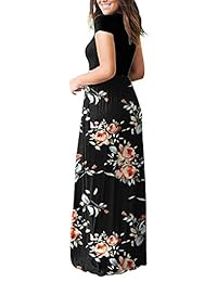 Maxi vestido de manga corta para dama, suelto, liso, casual, con bolsillos