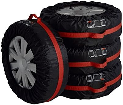 4pcs Polyester Taffeta Car Seasonal Spare Tyre Tire Protection Cover Carry Tote Handle Storage Bags (L)