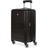 SwissGear 8090 Hardside Expandable Luggage with Spinner Wheels, Black, Carry-On 20-Inch