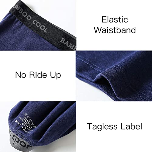 BAMBOO COOL Men's Underwear Boxer Briefs 5 Pack Bamboo Viscose Soft