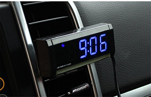 Silence Shopping Car Motorcycle Accessory 12V/24V Dashboard LED Display Digital Clock(Blue)