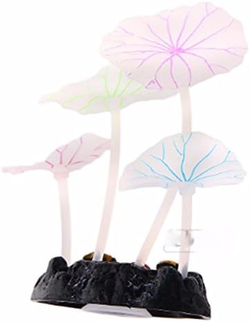 Corner Biz Aquarium - Artificial Coral Reef Glowing Lotus Leaf Mushroom luminous Stones Fish Tank Decoration with Sucker