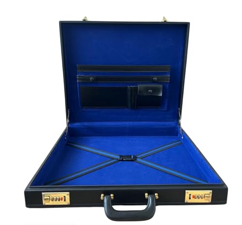 Generic Masonic Regalia Apron Hard Case Briefcase Size MM or WM Mason Faux Leather Case, Black