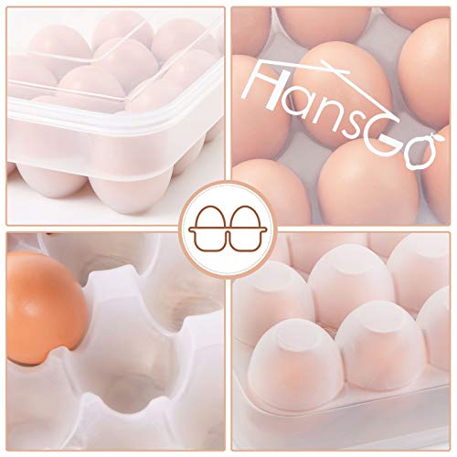 HANSGO Egg Holder for Refrigerator, Deviled Egg Tray Carrier with Lid Fridge Egg Dispenser Egg Storage Stackable Plastic Egg Containers, 34 Egg Box