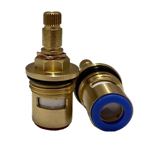 TC17 Mixer Tap Cartridge Replacement Tap Valves for popular Bristan, Swirl, Wickes Taps 1/2" 24 Spline x 8mm Spline, 49mm Total Cartridge Valve Ceramic Tap Spares Repair Reviver Kit Gland Hot and Cold