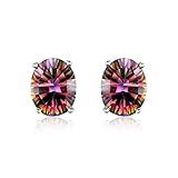 Jewelrypalace Women's Oval Natural Rainbow Topaz 925 Sterling Silver Stud Earrings