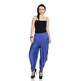 Legis Blue Relaxed Comfortable Cotton Blend Dhoti Pants Yoga Fitness Active wear for Women Dance - Free Size (Blue)