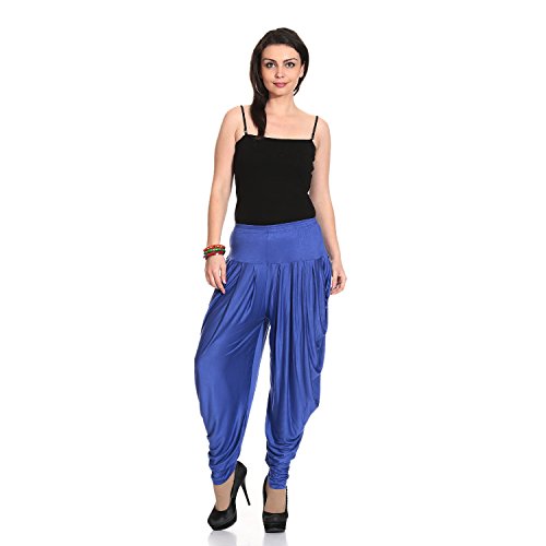 Legis Blue Relaxed Comfortable Cotton Blend Dhoti Pants Yoga Fitness Active Wear For Women Dance - Free Size (Blue)