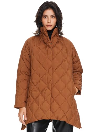 Orolay Women's Oversized Quilted Down Jacket Lightweight Puffer Casual Coat Long-Sleeve Padded Insulated with Pockets