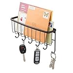 mDesign Mail, Letter Holder, Key Rack Organizer for Entryway, Kitchen - Wall Mount, Bronze