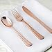 300 Rose Gold Plastic Silverware Set Disposable Cutlery - Heavy Duty Flatware Set - Includes 100 Forks, 100 Spoons, 100 Knives for Parties, Weddings, and Catering